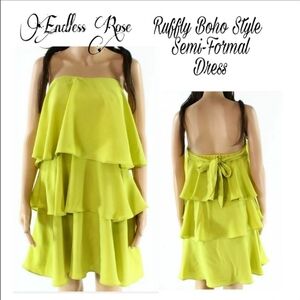 Chartreuse ENDLESS Rose Formal Ruffled tie back dress